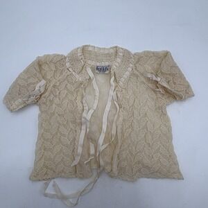 Best & Co 1950s Infant Lace Jacket Sweater Satin Lined Baby Vintage Heirloom
